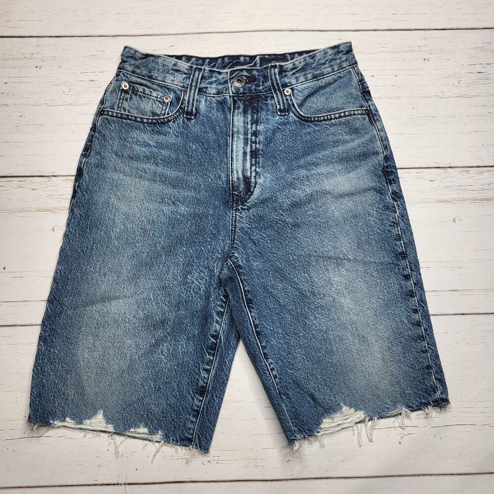 AG Adriano Goldschmied Denim Acid Washed Bermuda Jean Shorts Raw Hem Y2K 90s 26